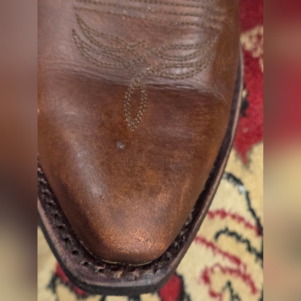 Classic Brown Embroidered Western Heeled Boots - Picture 6 of 12